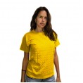 Žlté unisex tričko pokryté guličkami zo suchého zipsu